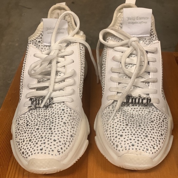 Juicy Couture Adana White Rhinestone Chunky Lace-Up Sneakers Size 6.5 - Picture 7 of 17